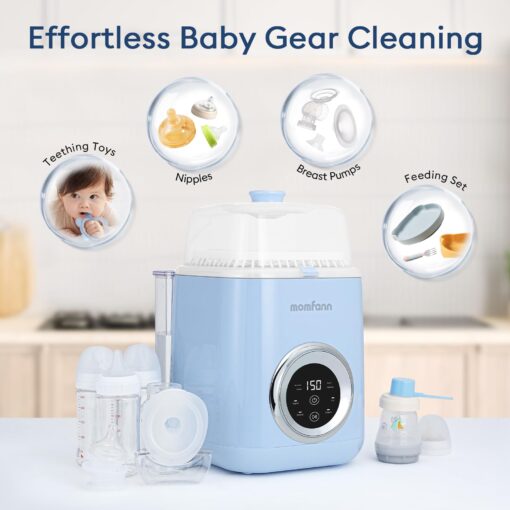 MOMFANN 4 in 1 Baby Bottle Washer with 2 Wash Time, Baby Bottle Sterilizer and Dryer, Save time & Effort, Easy to Use, Baby Blue - Image 5