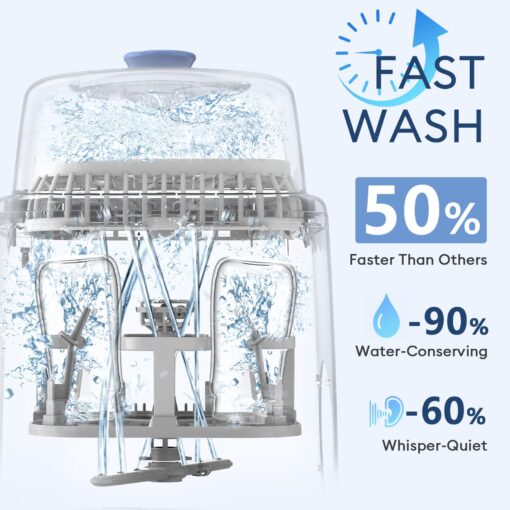 MOMFANN 4 in 1 Baby Bottle Washer with 2 Wash Time, Baby Bottle Sterilizer and Dryer, Save time & Effort, Easy to Use, Baby Blue - Image 6