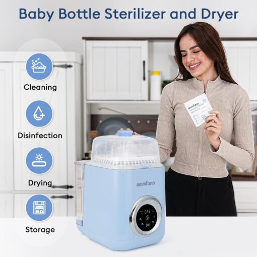 MOMFANN 4 in 1 Baby Bottle Washer with 2 Wash Time, Baby Bottle Sterilizer and Dryer, Save time & Effort, Easy to Use, Baby Blue - Image 7