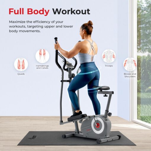 Sunny Health & Fitness Essential Smart 2-in-1 Cross Trainer Elliptical Bike, Magnetic Training Machine for Adult/Seniors Home Gym Cardio Exercises, Free SunnyFit App Bluetooth Connection - SF-E322004 - Image 5