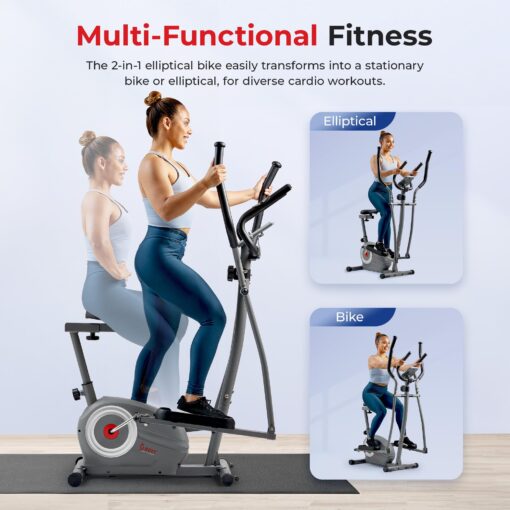 Sunny Health & Fitness Essential Smart 2-in-1 Cross Trainer Elliptical Bike, Magnetic Training Machine for Adult/Seniors Home Gym Cardio Exercises, Free SunnyFit App Bluetooth Connection - SF-E322004 - Image 6